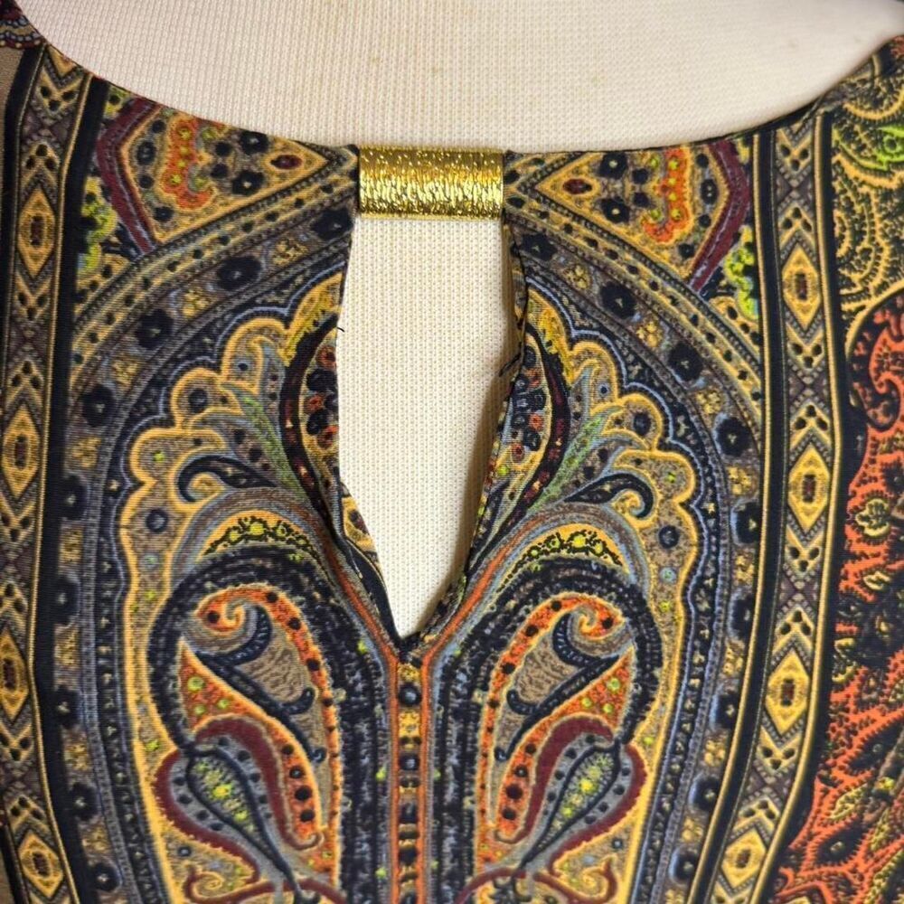 Emma & Michele Women's Paisley Gold Cutout Midi Shift Dress Size 2x - Picture 3 of 8